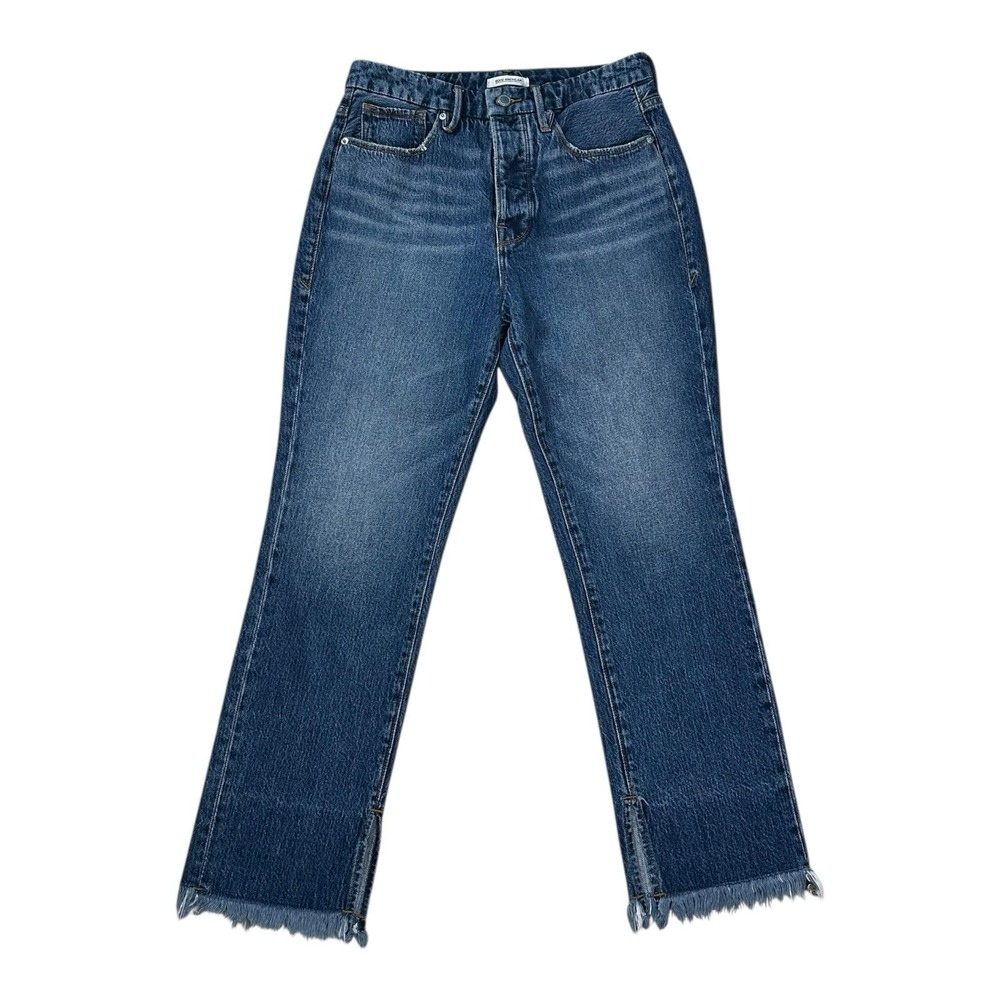 Good American Good Boy Double Slit Distressed Curvy Jeans SZ 4/27 Button Fly